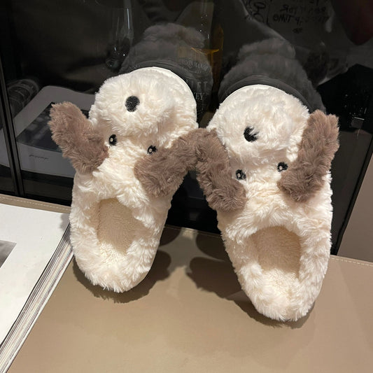 Fuzzy Puppy Plush Slippers | Kawaii Indoor Slippers - Goodlifebean