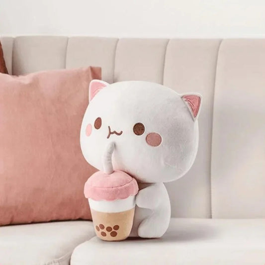 TeaTot: Peachy Boba Drinking Cat Plush