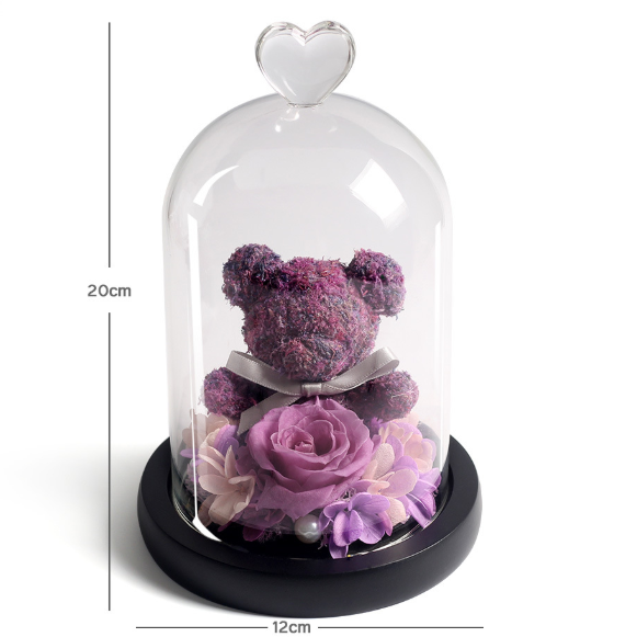 Shop Forever Rose Teddy Bear With Glass Gift Box - Stuffed Animals Goodlifebean Plushies | Stuffed Animals