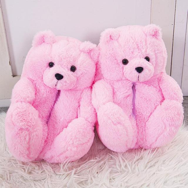 Teddy bear plush discount slippers