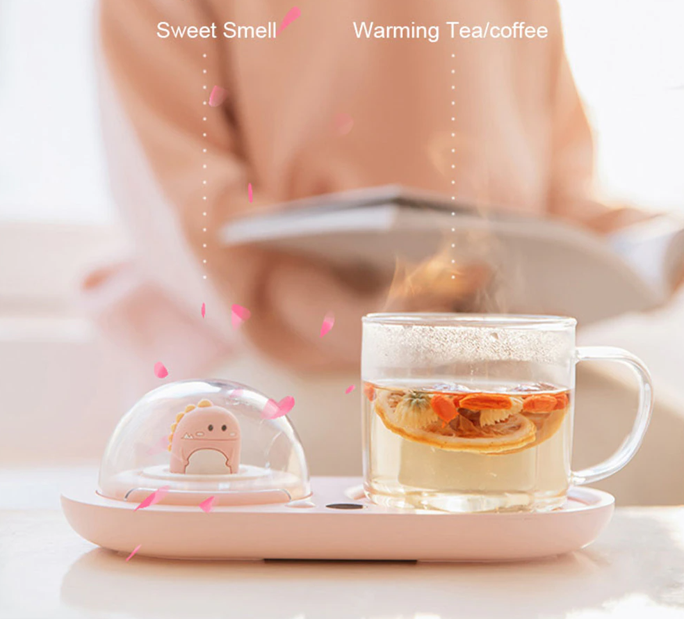 Warmer Cup Pad Heating CoaSter, Smart Coffee Mug Warmer for Tea Milk Water  with Night Light Auto Shut Off (Color : Pink)